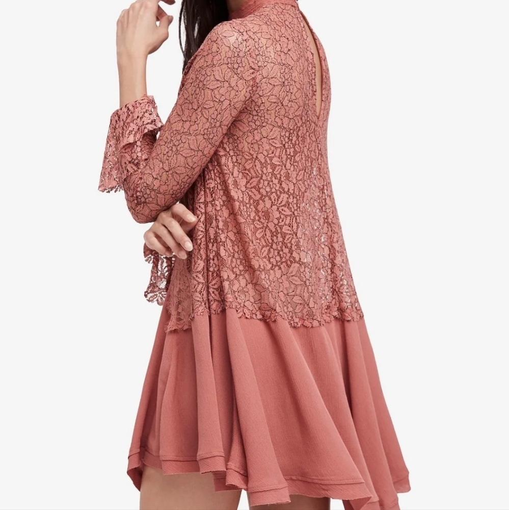 Free People Tell Tale Cutout Lace Tunic Dress (Size S) - Picture 2 of 9